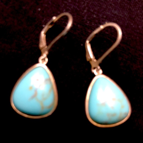 Beautiful 3/8” Sleeping beauty turquoise silver earrings previously loved! - Picture 1 of 1